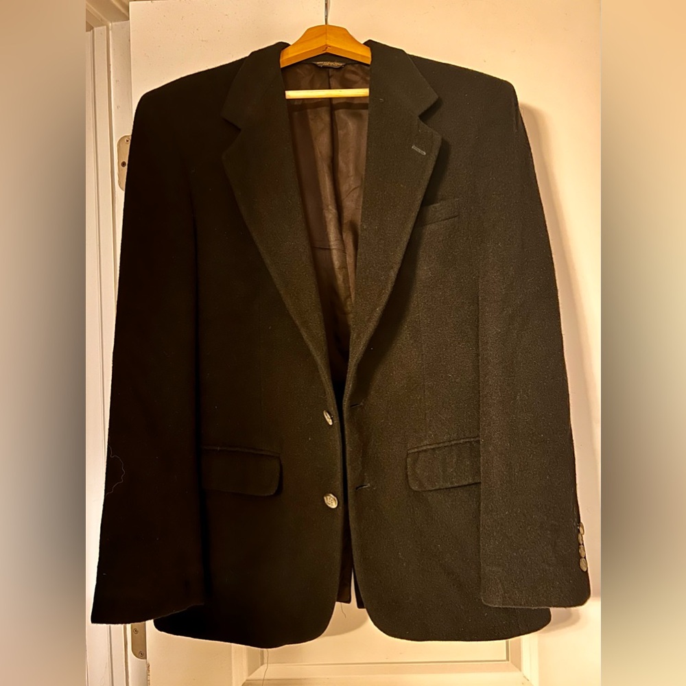100% Bill Blass camelhair black men’s blazer, 42L